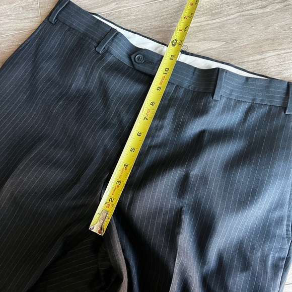 Black Saks Fifth Avenue charcoal gray wool pin strip 2 piece suit 44 R - Picture 8 of 16